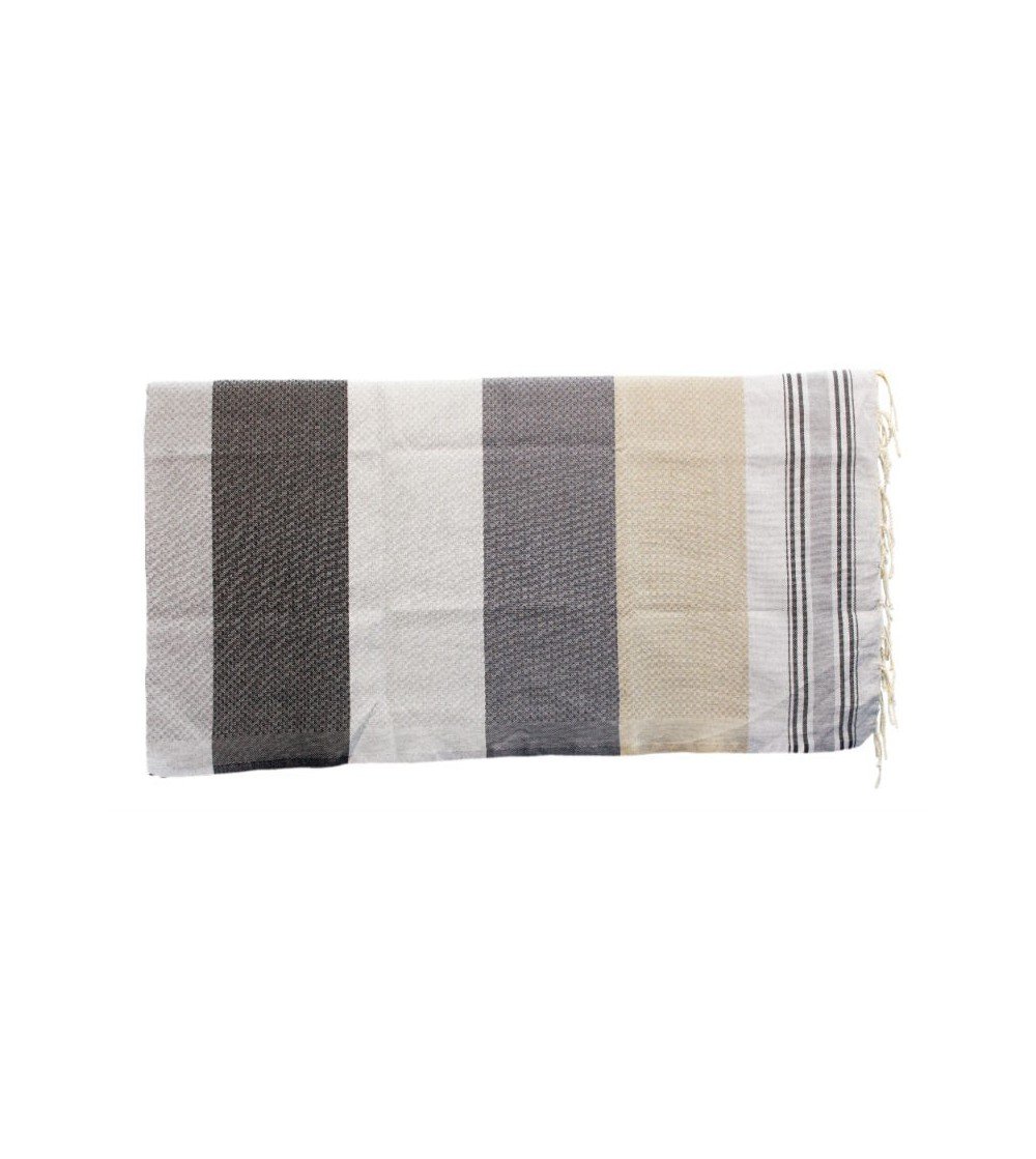 Pareo Fouta de Tejido nido de abeja Modelo Biarritz gris y gris pardo en Decoración Mar  1 m x 2 m