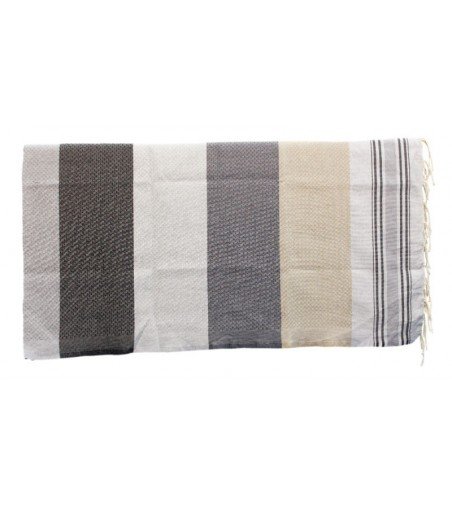 Pareo Fouta de Tejido nido de abeja Modelo Biarritz gris y gris pardo en Decoración Mar  1 m x 2 m Pareo Fouta de Tejido nido de abeja Modelo Biarritz gris y gris pardo en Decoración Mar  1 m x 2 m