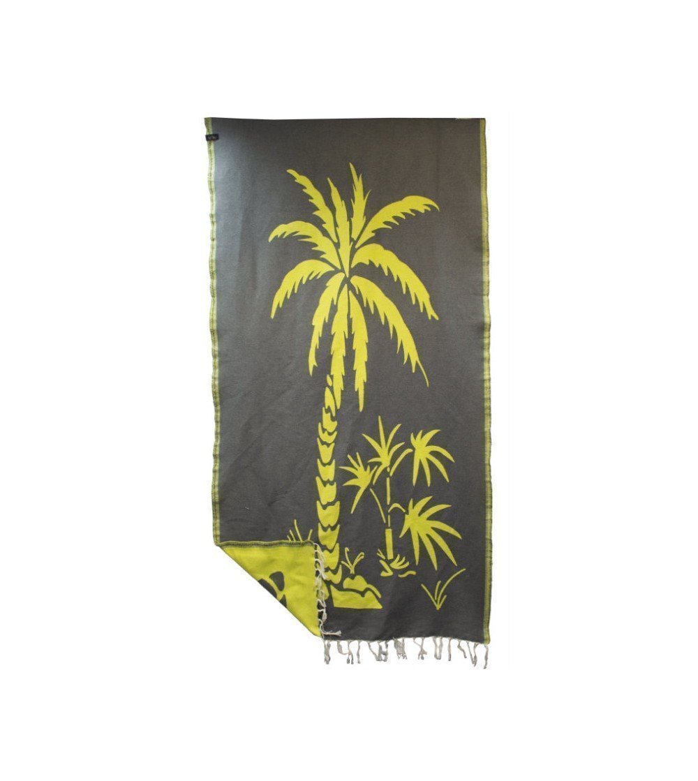 Pareo Fouta de Tejido Jacquard | Modelo Palmera Amarilla en Decoración Mar