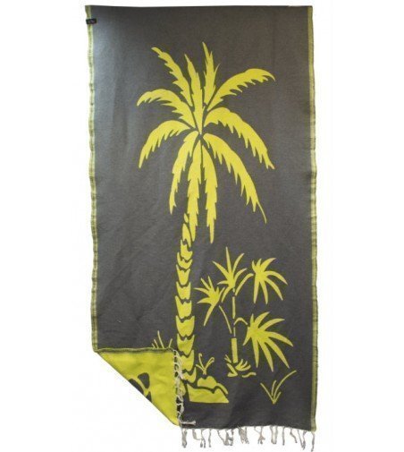 Pareo Fouta de Tejido Jacquard | Modelo Palmera Amarilla en Decoración Mar