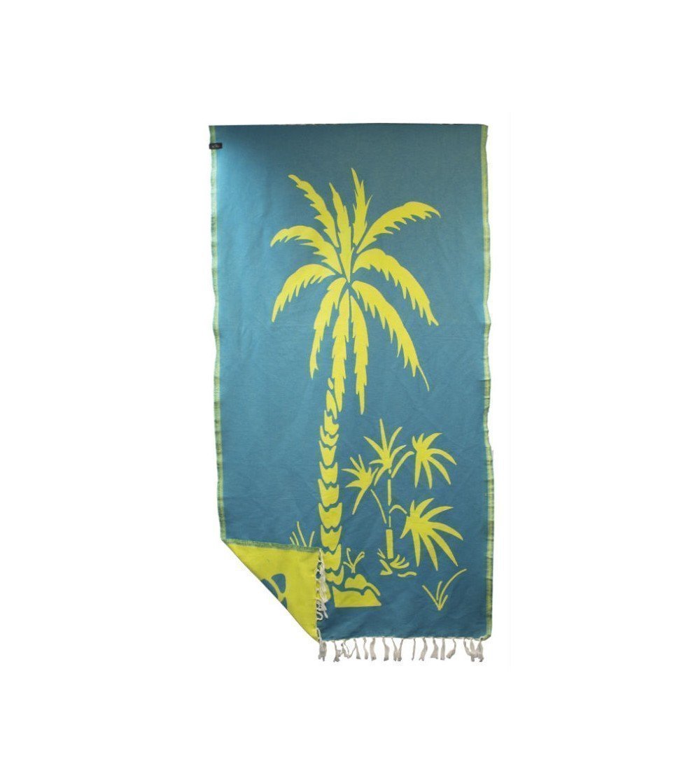 Pareo Fouta de Tejido Jacquard | Modelo Palmera Amarilla en Decoración Mar
