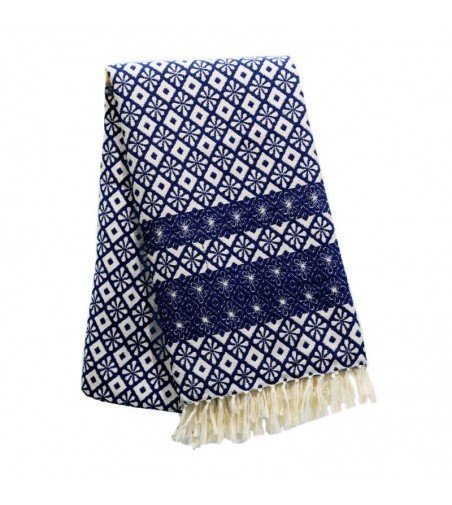 Pareo Fouta de Tejido Jacquard | Modelo Cartago azul marino en Decoración Mar