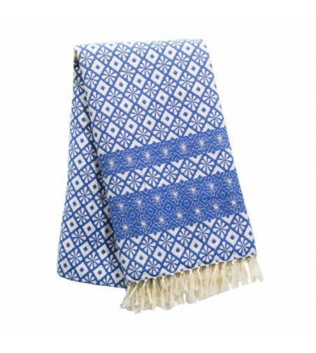 Pareo Fouta de Tejido Jacquard | Modelo Cartago azul en Decoración Mar