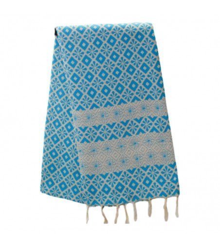 Pareo Fouta de Tejido Jacquard | Modelo Cartago turquesa en Decoración Mar