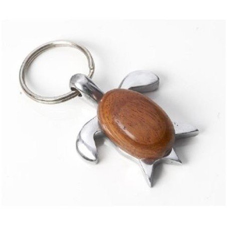 Llavero tortuga de metal y madera