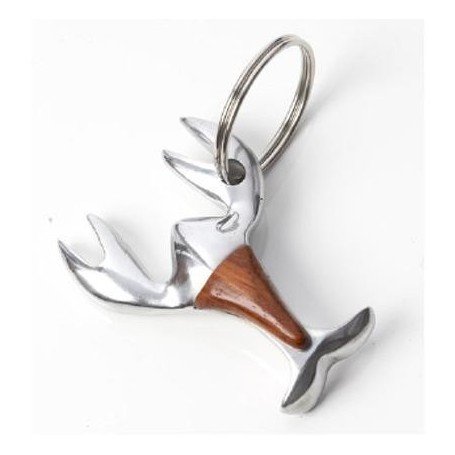 Llavero langosta de metal y madera