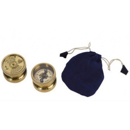 Brújula náutica con bolsa de terciopelo azul