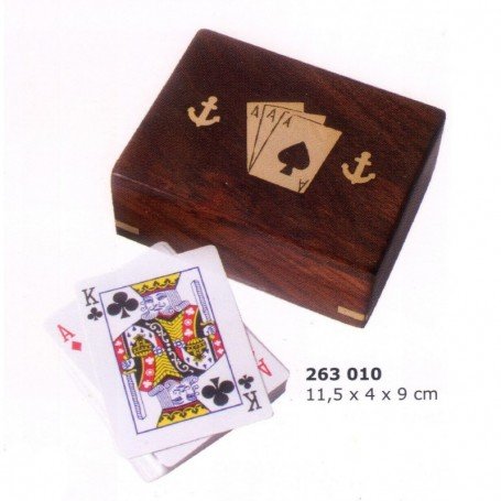CAJA DE MADERA CON NAIPES