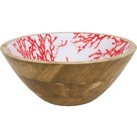 Bol de madera esmaltado con corales