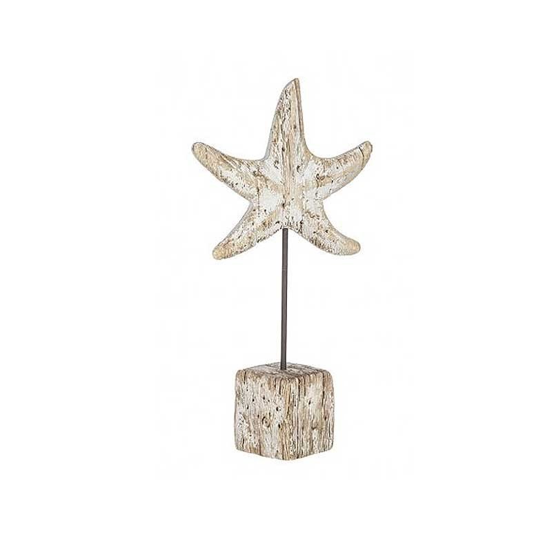 Figura estrella de mar decorativa sobre peana