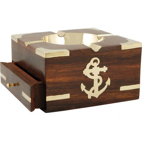 cenicero marinero de madera y latón