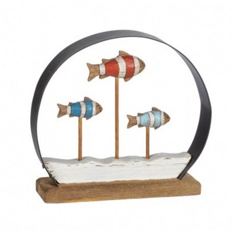 Decoración en madera banco de peces