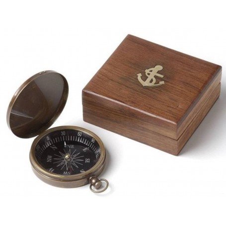 Brújula de latón envejecido con caja Brújula de latón envejecido con caja