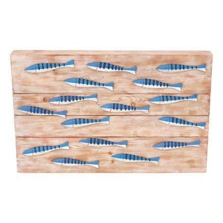 Panel cuadro peces de madera