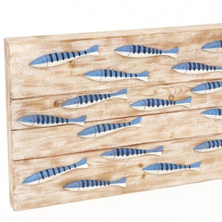 Panel caja de madera banco de peces