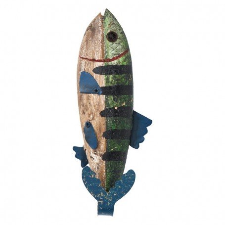 Perchero pescado de madera y metal