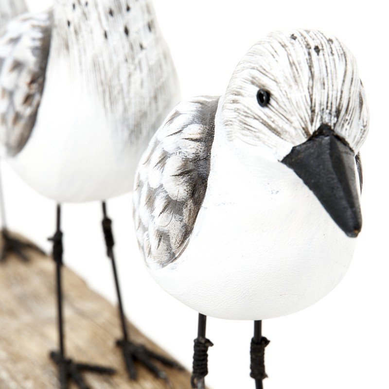 Tres pájaros marineros sobre base