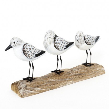 Pájaros náuticos sobre base de madera