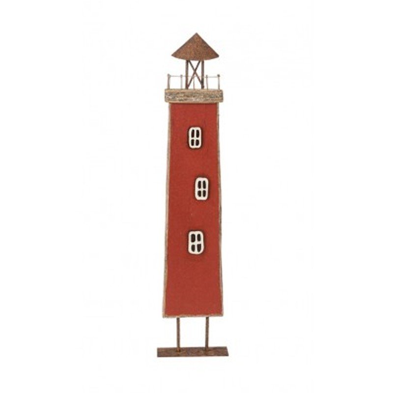 Faro decorativo marinero en color rojo.