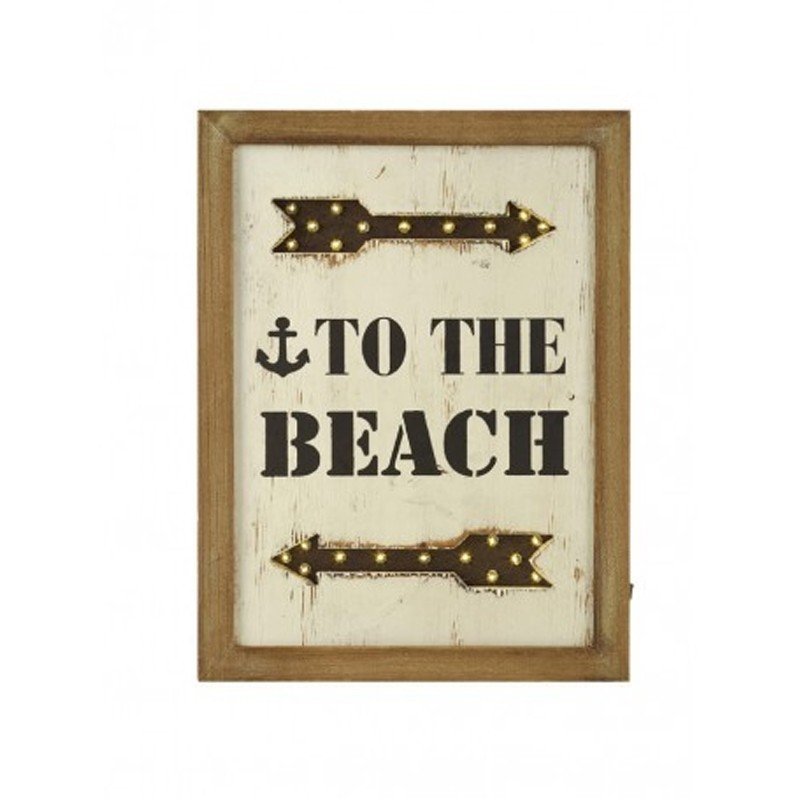 Cuadro vintage “TO THE BEACH” con luces led