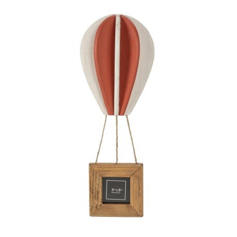 Marco en forma de globo aerostático para fotos 3”x3” elaborado en madera