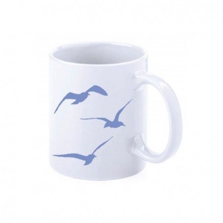 Mug náutico decorado con gaviotas