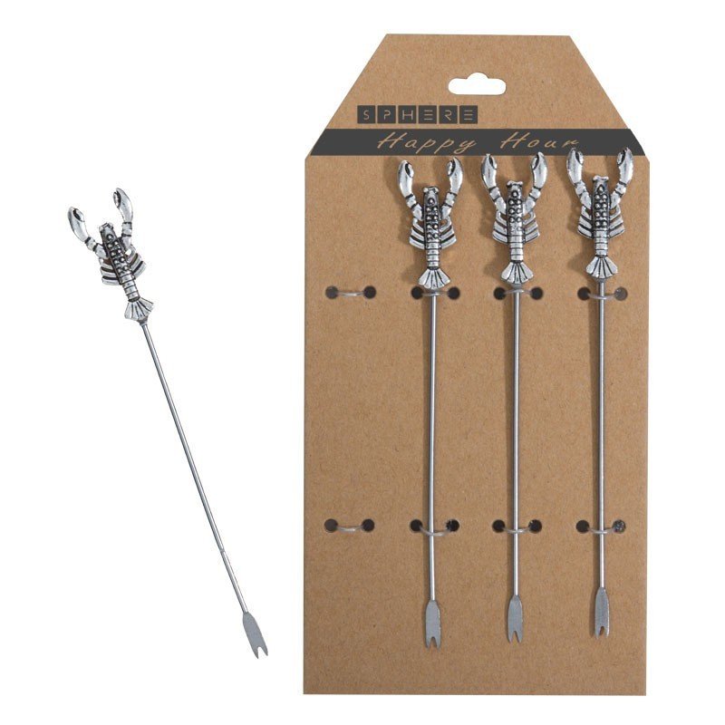 Set pinchos en metal decorados con bogavantes