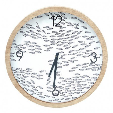 Reloj de pared peces en madera