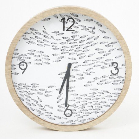 Reloj marinero peces y madera