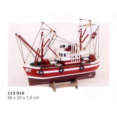 EMBARCACIÓN DE PESCA EN MINIATURA EN TONOS ROJOS