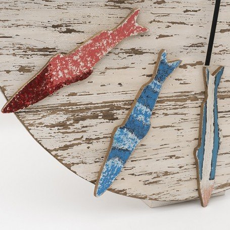Reloj de pared peces de madera