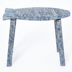 Taburete banco pez de madera