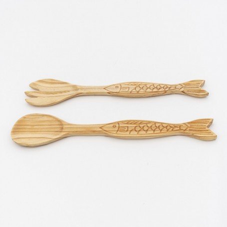 Set cubiertos pez de madera 