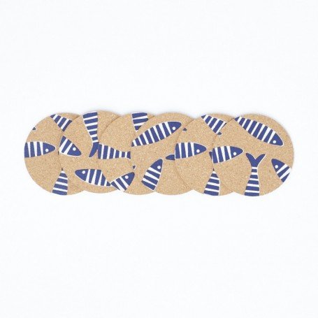 Seis posavasos de mesa con peces