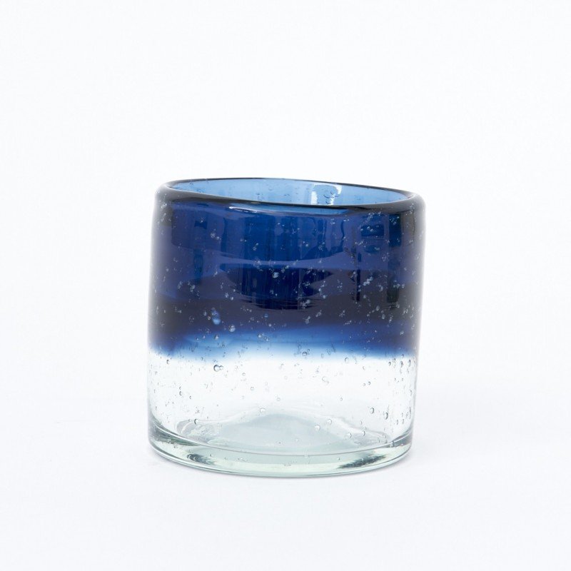 Porta velas náutico de cristal azul degradado