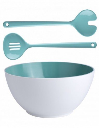 Set de ensaladera y cubiertos turquesa