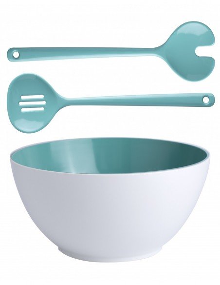 Set de ensaladera y cubiertos turquesa