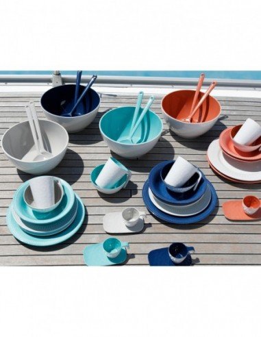 Set de ensaladera y cubiertos azul