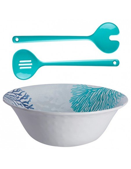 Set de ensaladera y cubiertos diseño coral Set de ensaladera y cubiertos diseño coral
