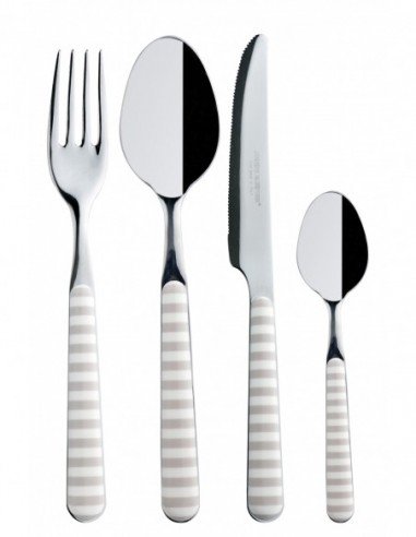 Set de cubiertos a rayas Bone