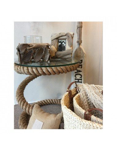 Mesa redonda náutica de cabo de cáñamo